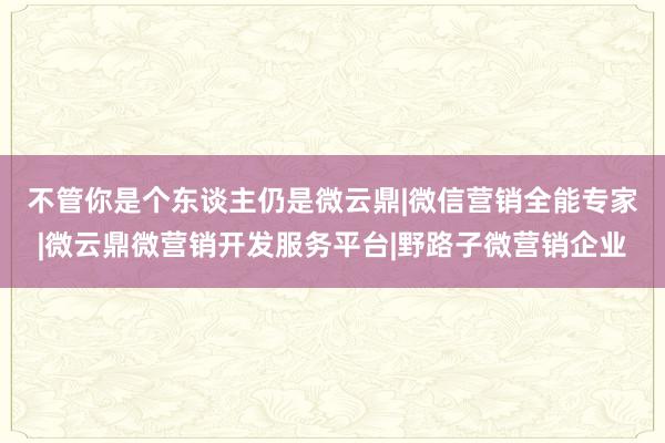 不管你是个东谈主仍是﻿微云鼎|微信营销全能专家|微云鼎微营销开发服务平台|野路子微营销企业